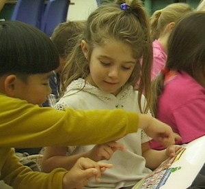 Kids helping w-paper kybd